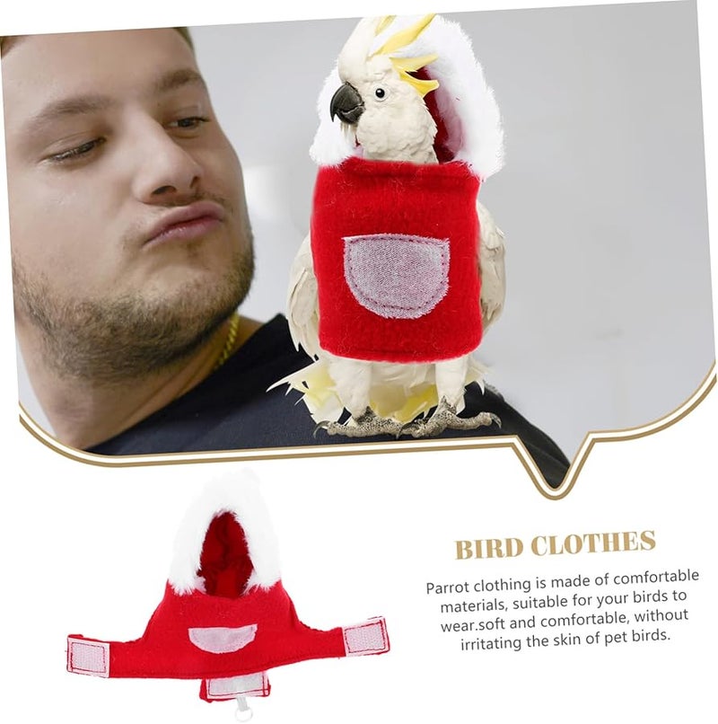 Red Christmas Parrot Apparel Santa Costume For Small Birds Winter Holiday Pet Clothes - Image 4